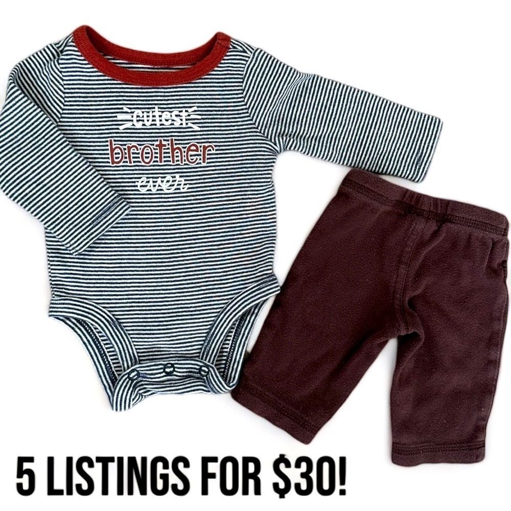 Carters newborn baby boy outfit cutest brother ever 
Guc